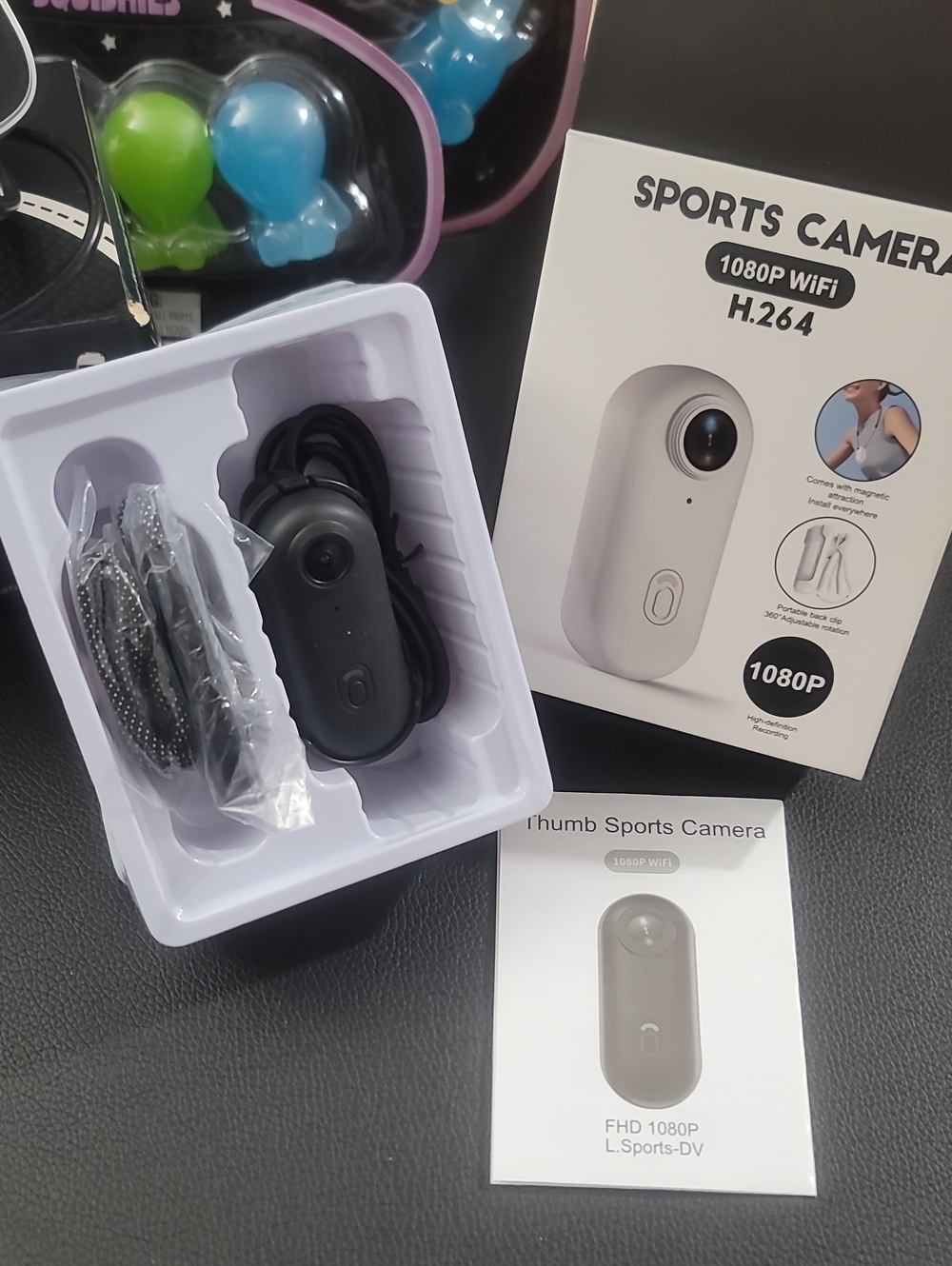 Sports Camera 1080P WiFi Thumb Camera - Black